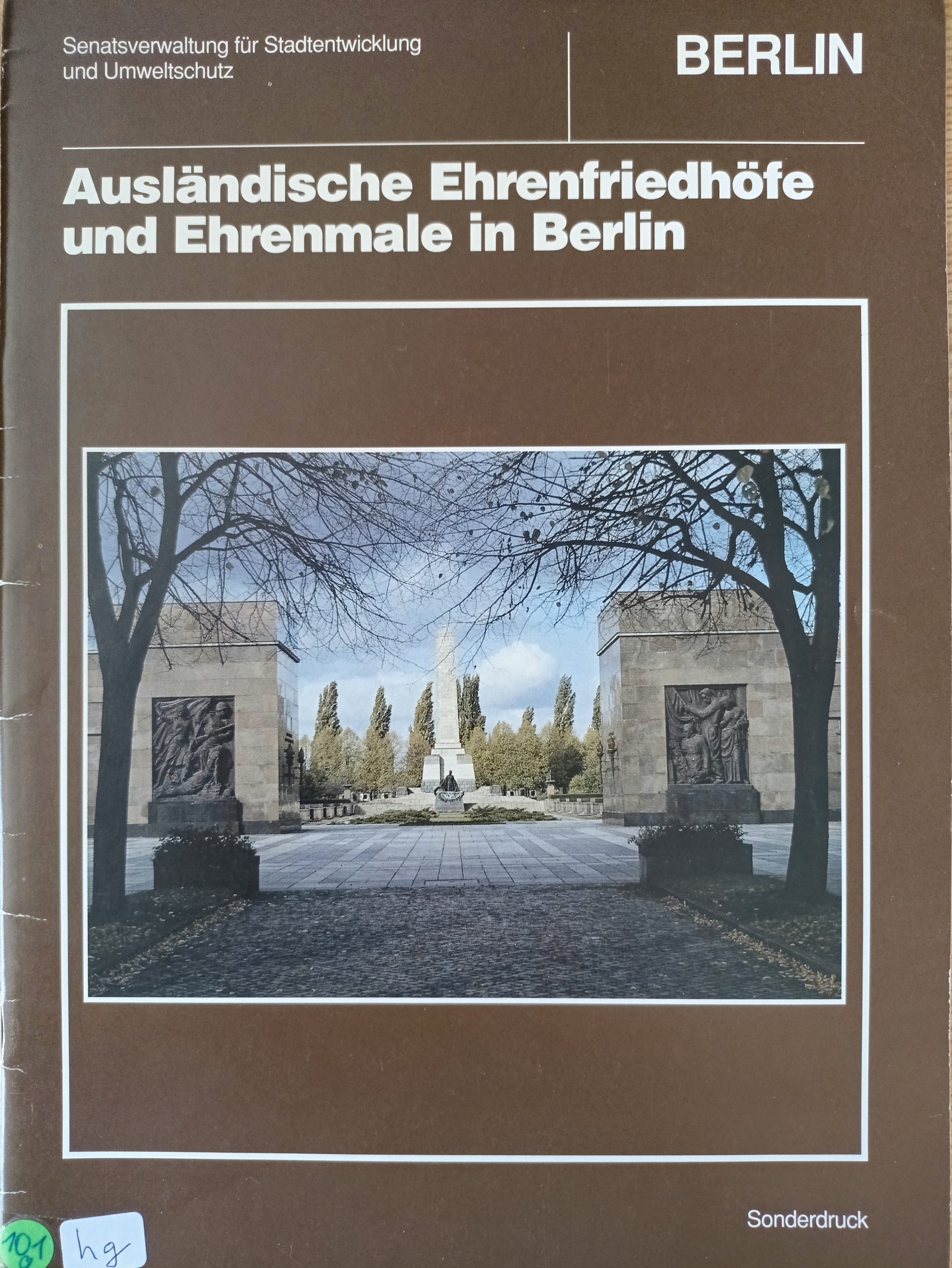 Ausländische Ehrenfriedhöfe U Ehrenmale In Berlin, Snderdruck D.Senats Berlin